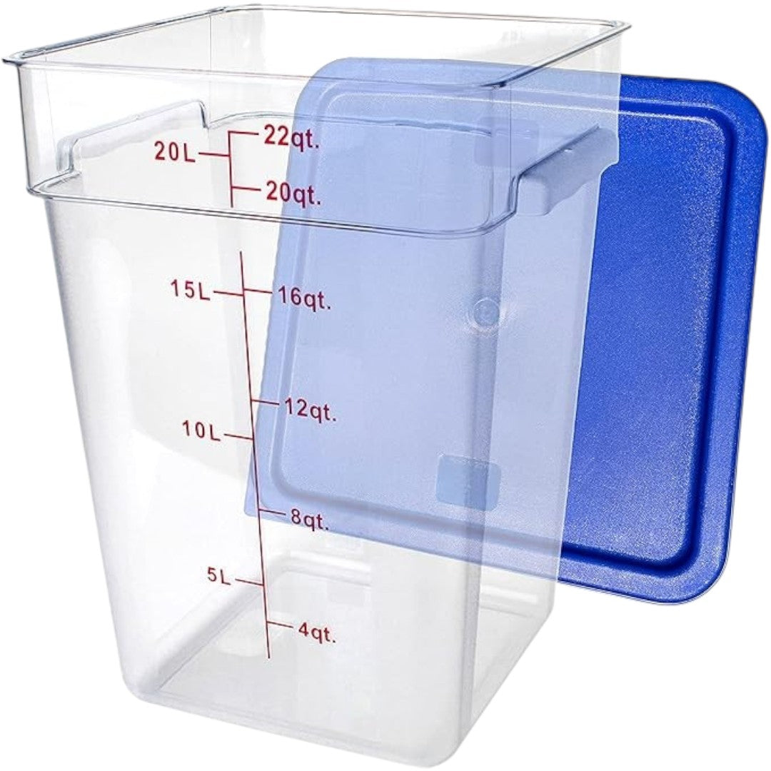 3 Contenedor Policarbonato Cuadrado Con Tapa Azul 22l