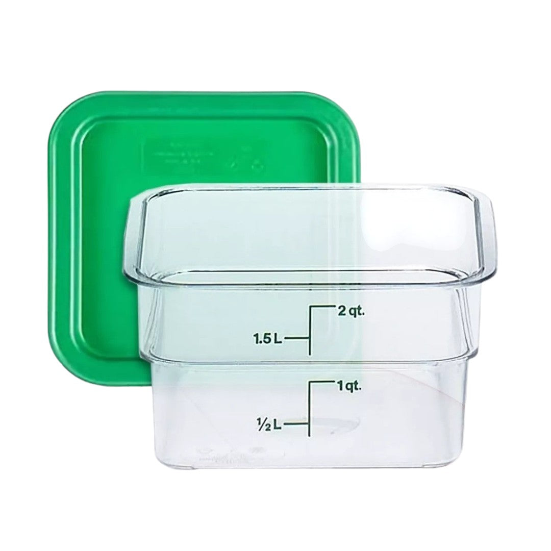 4 Contenedor Policarbonato Cuadrado Con Tapa Verde 2L