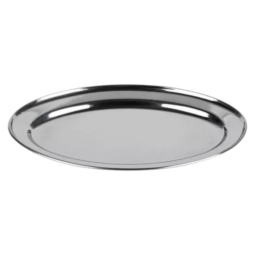 10 Plato Oval De 30 Cm De Acero Inoxidable
