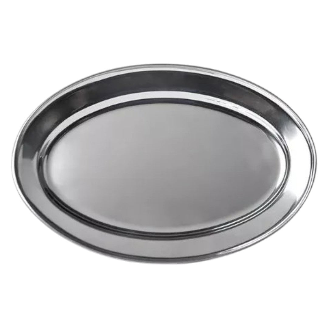 10 Plato Oval De 30 Cm De Acero Inoxidable