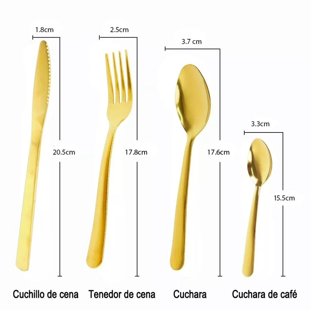 24 Juegos de cubiertos dorados Merida