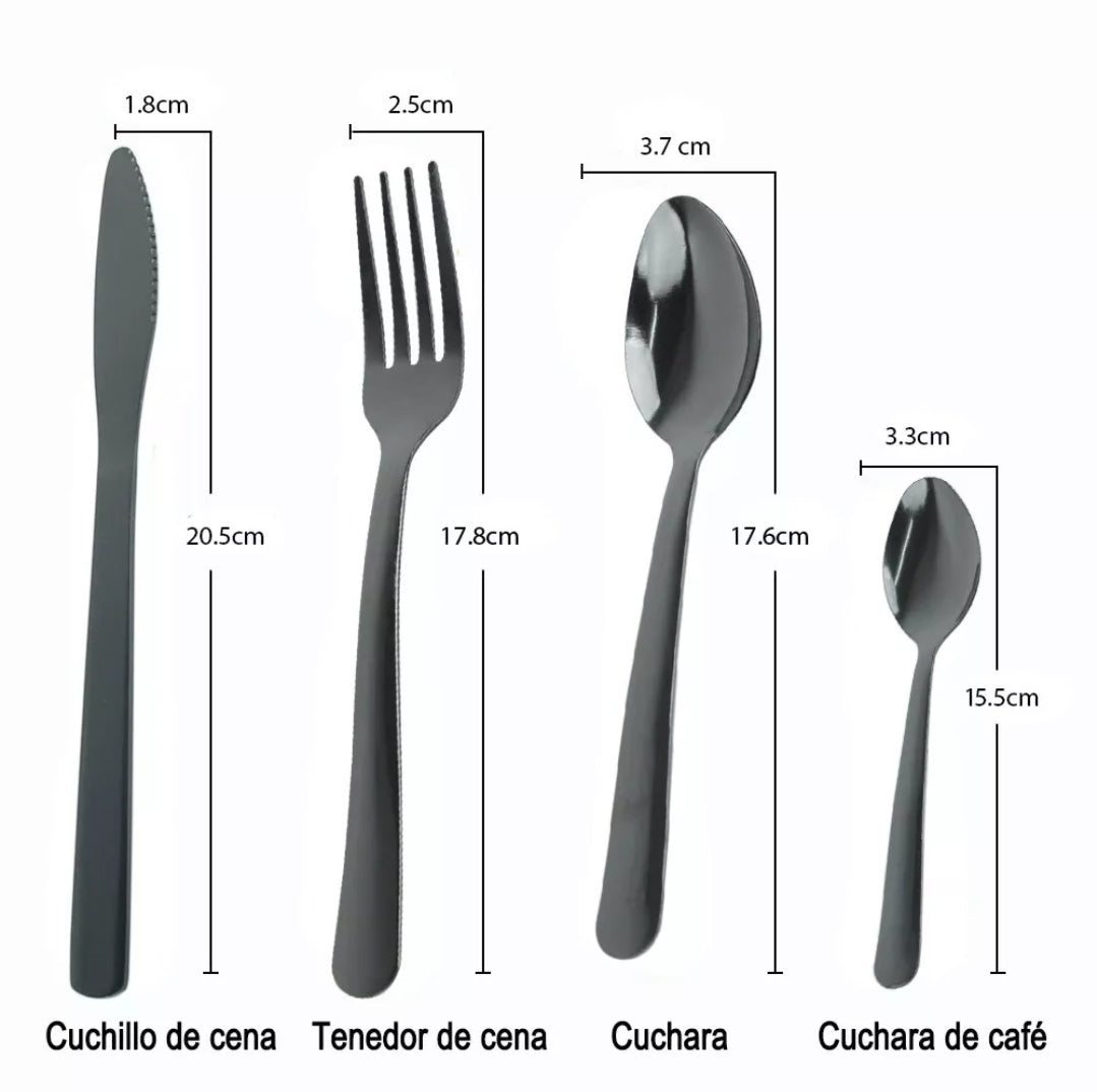 24 Juegos de cubiertos negros Jetti
