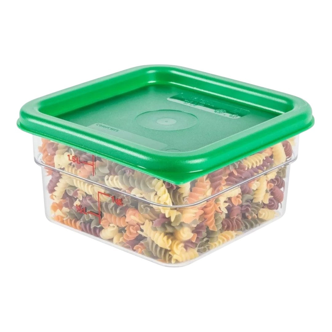 4 Contenedor Policarbonato Cuadrado Con Tapa Verde 2L