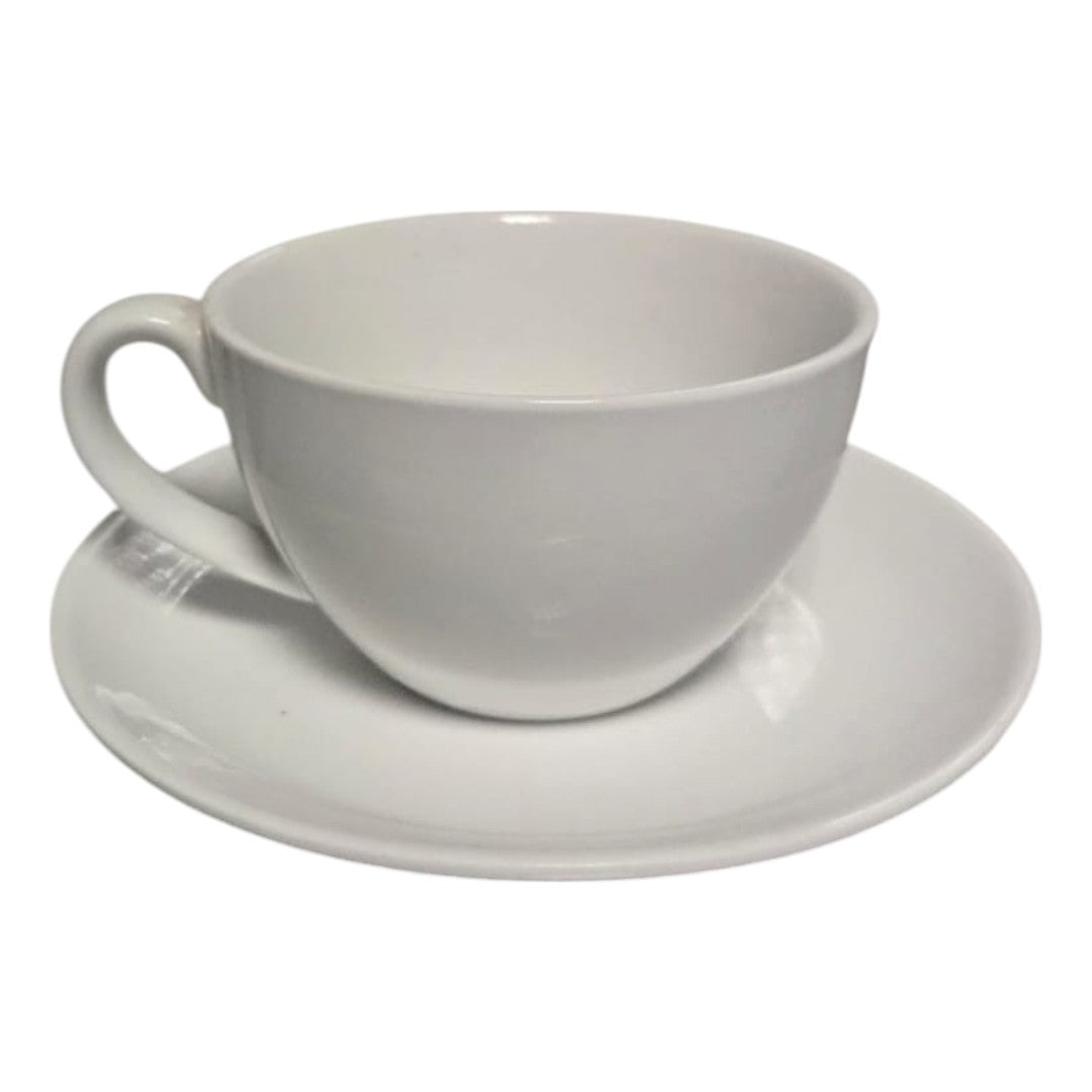 Set 12 Terno Taza Y Plato Porcelana Blanca 300ml