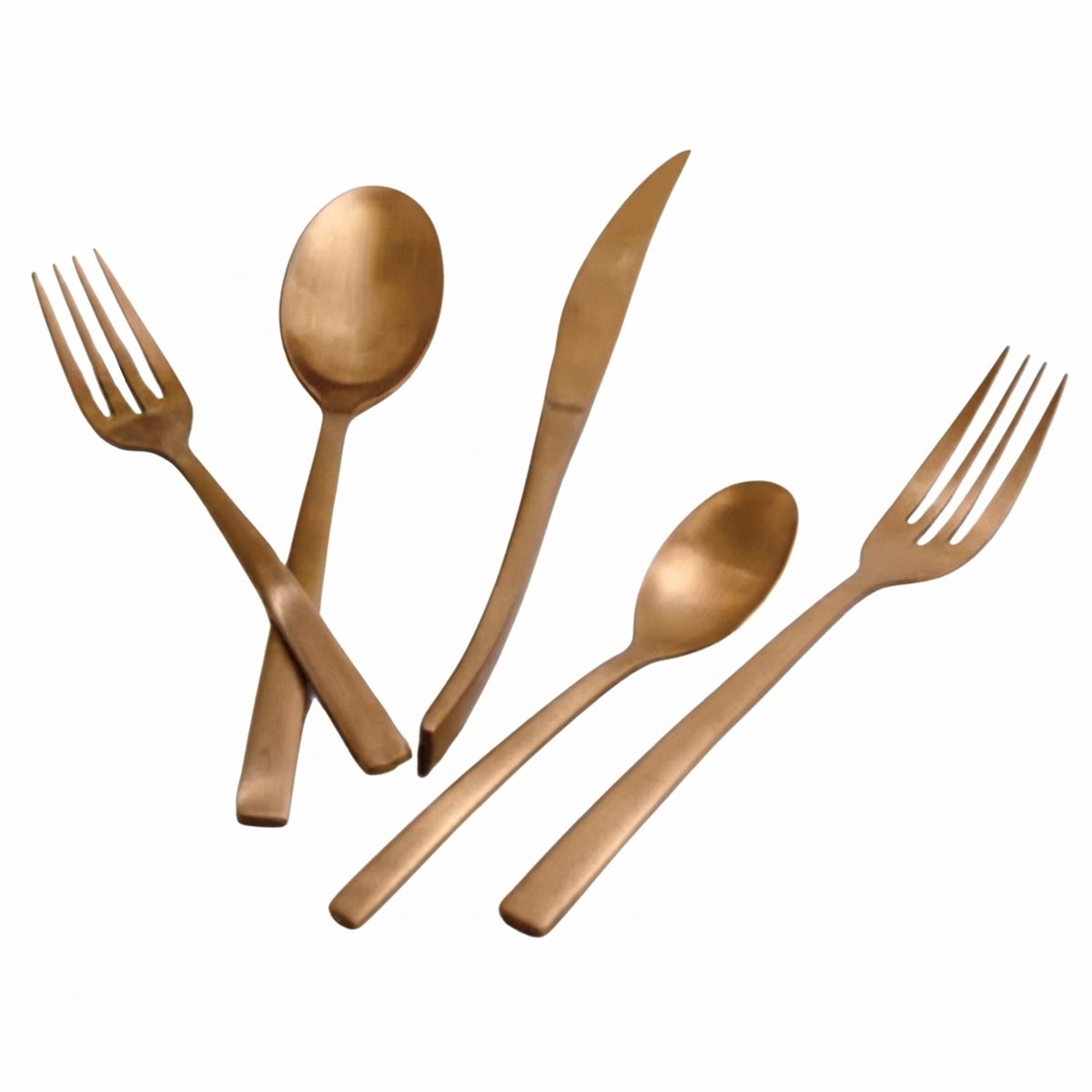 Dorado Mate | 12 Juegos de Cubiertos de Acero Inoxidable (Set de 48 Piezas) | Grado HORECA