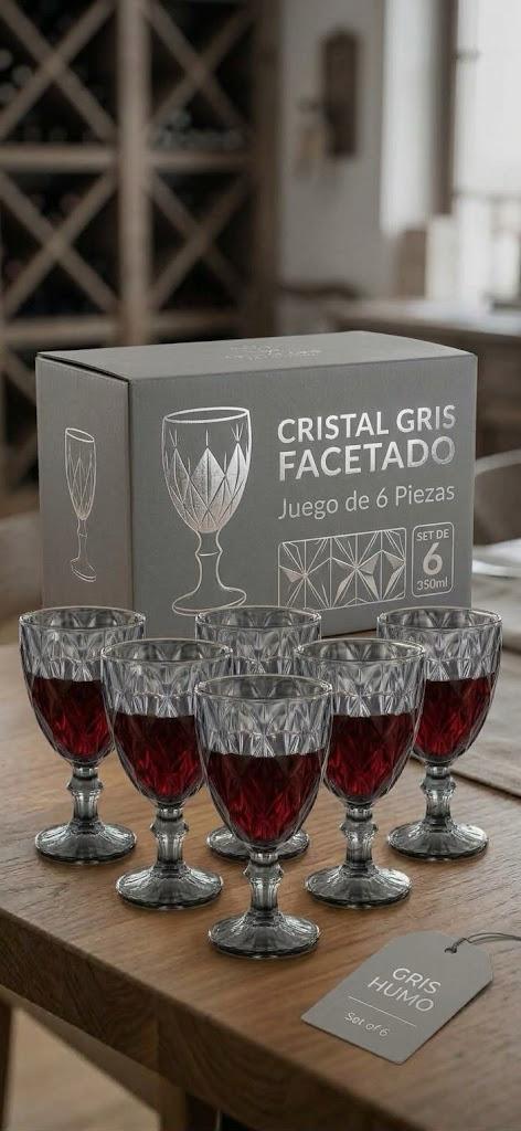 Copas Labrada Diamante Humo 350 ml Set 6
