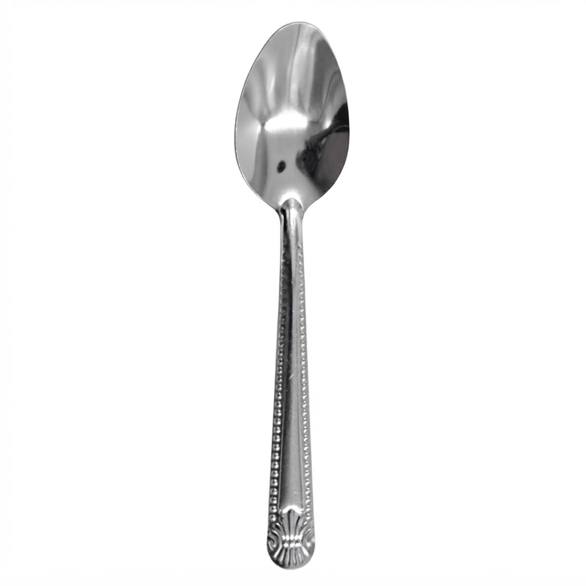 Leticia | Set de 12 Cucharas Moka de 11.5 cm | Acero Inoxidable con Relieve Clásico