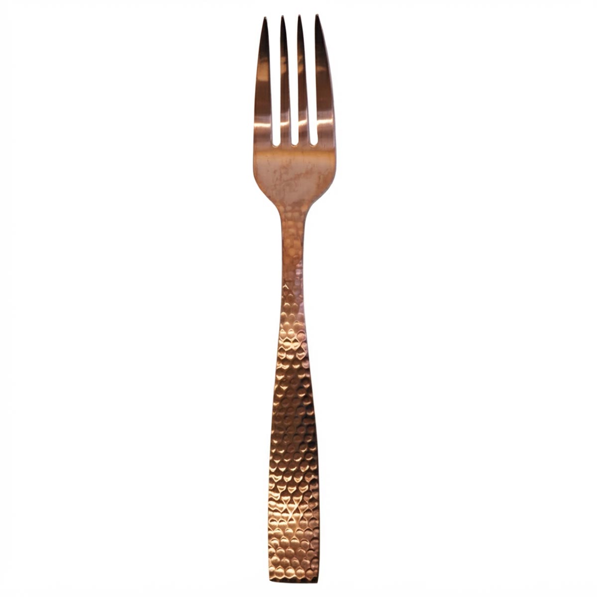 Parma Gold Rose | Set de 12 Tenedores Europeos de 20 cm | Acero Inoxidable Oro Rosa Martillado