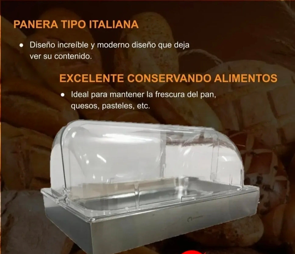 Panera Acero Inoxidable Y Policarbonato Resistente Plateado