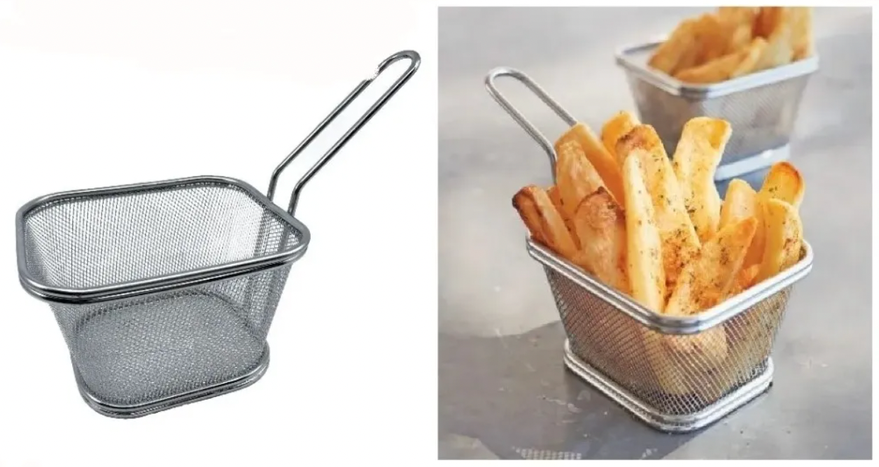 5 Mini Canastillas Freir Papas Colador