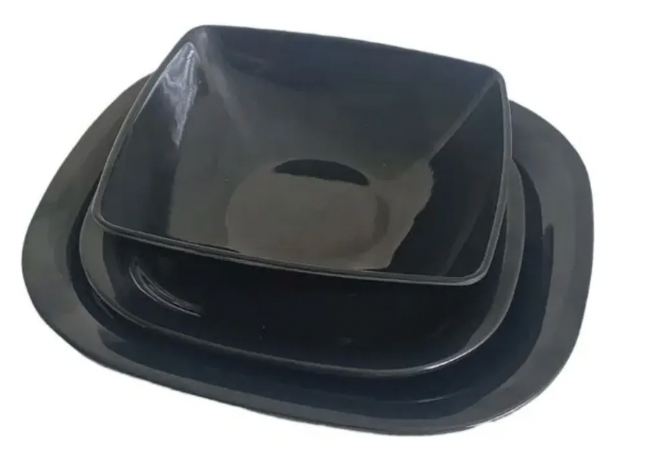 Vajilla Negra Melamina 4 Personas