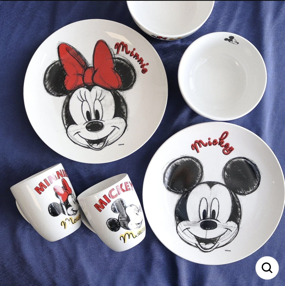 Vajilla mickey mouse minnie porcelana