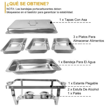 CHAFER DE ACERO INOXIDABLE CON 3 INSERTOS