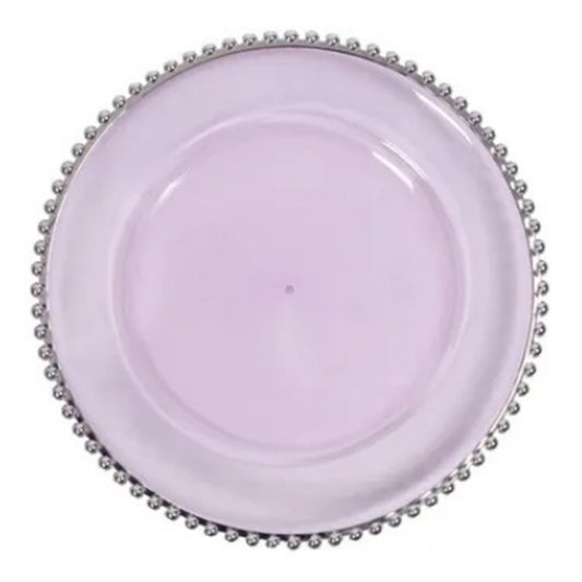 Perlas | Plato Base Lila con Borde Perlas