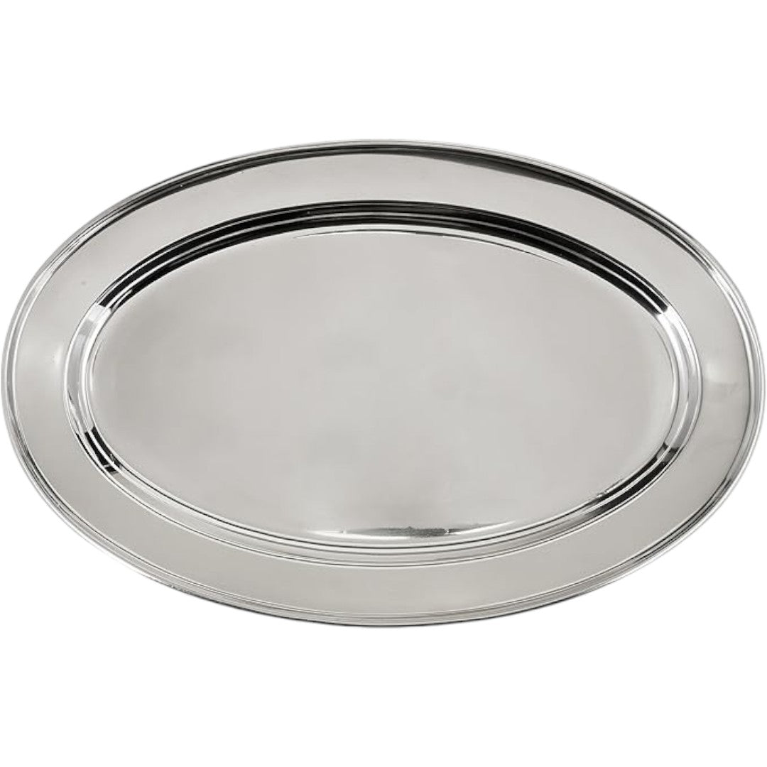 10 Platos Ovalado Acero Inoxidable 25cm