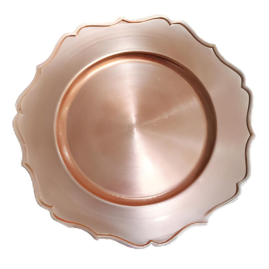 Glam | Plato Base Rose Gold con Borde Ondulado en Caja (48 Piezas)