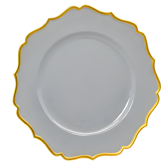 Plato Base Genova Gris Filo Dorado 12 piezas