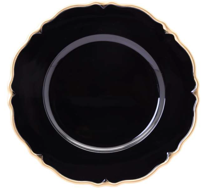 Plato Base Genova Gris Filo Dorado 12 piezas