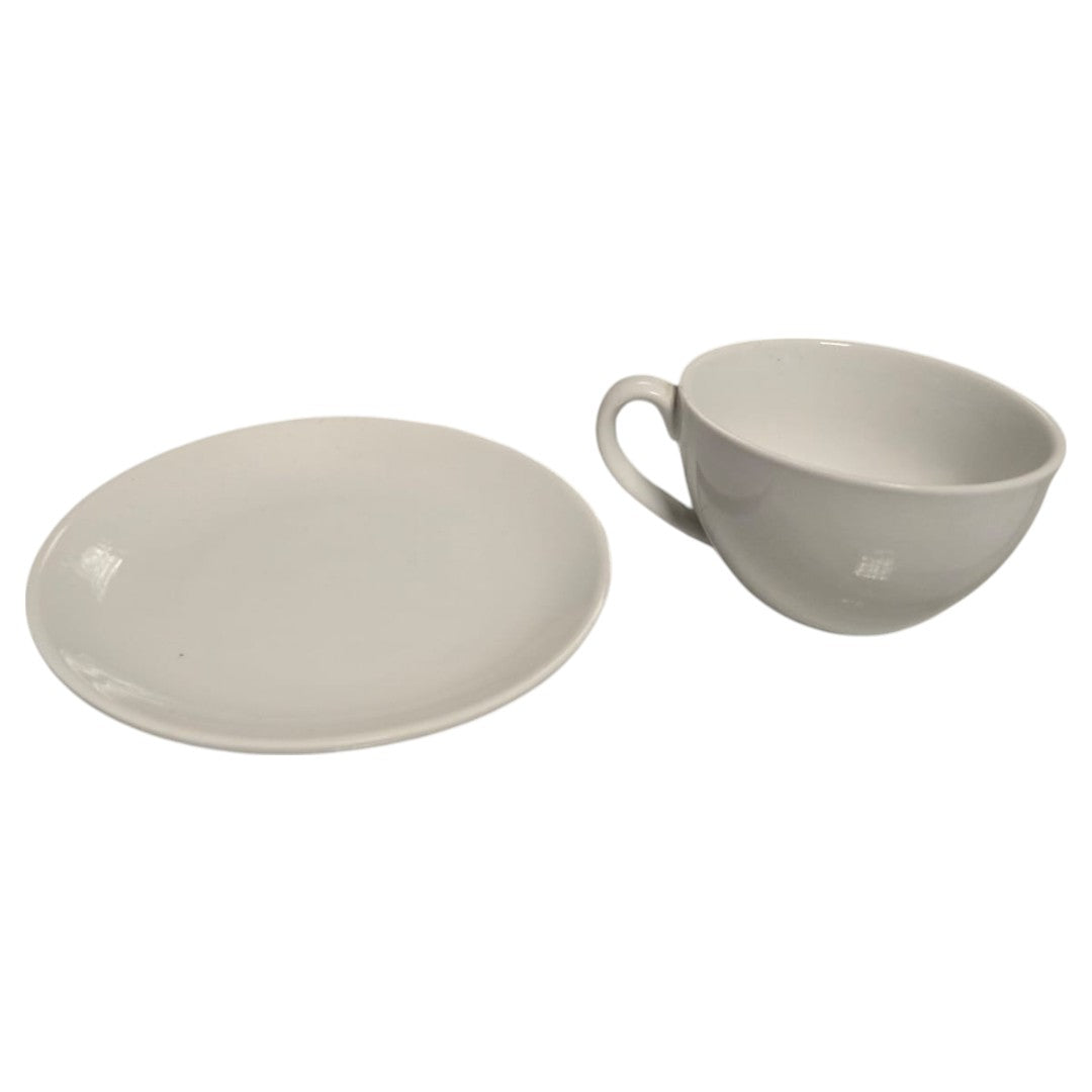 Set 12 Terno Taza Y Plato Porcelana Blanca 300ml