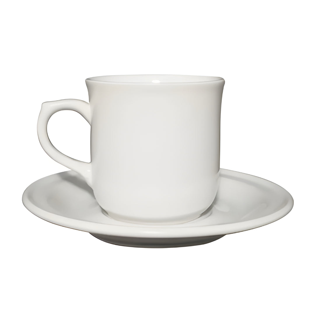 12 Juego Taza y Plato 330 ml Blanco Liso