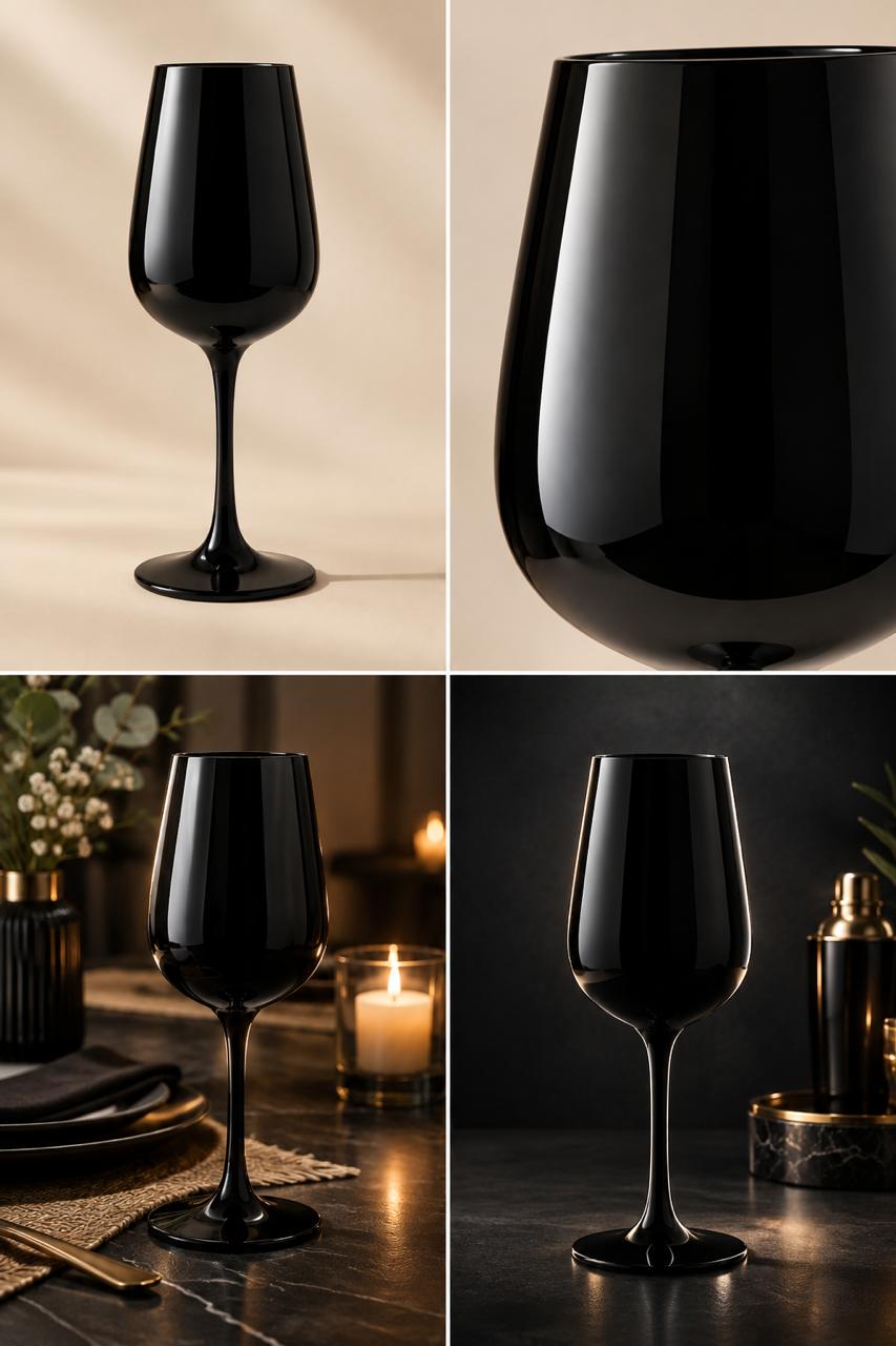 Copa Para Vino Fame Negro 480ml Pack 12