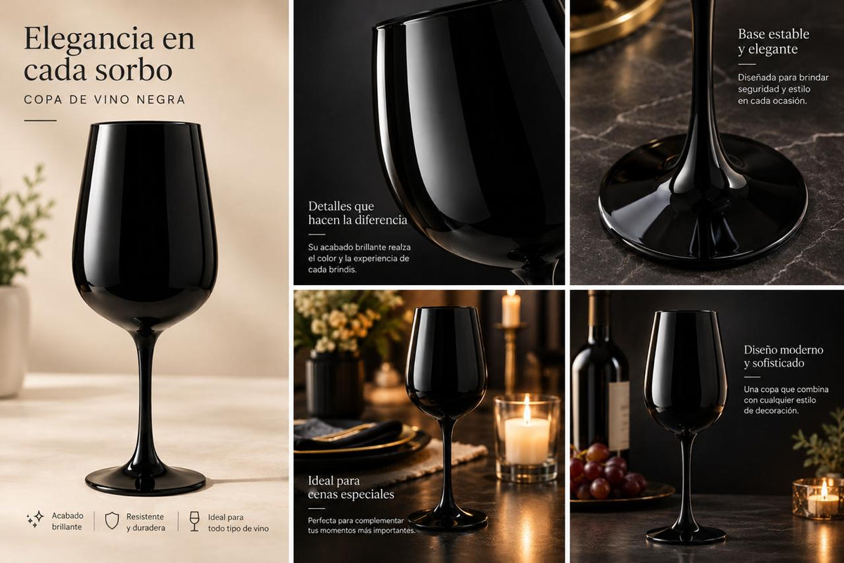 Copa Para Vino Fame Negro 480ml Pack 12