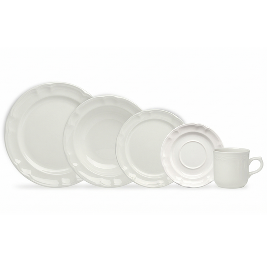 Vajilla Blanca Barroco 6 Personas 30 Piezas