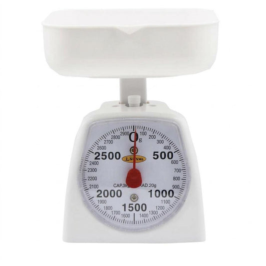 Báscula Mecánica Análoga de Cocina KCA (1, 3 y 5 kg) con Charola de Plástico ABS | Grado HORECA