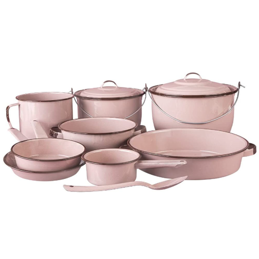 Ollas Batería Cocina Rosa De 11 Piezas Peltre