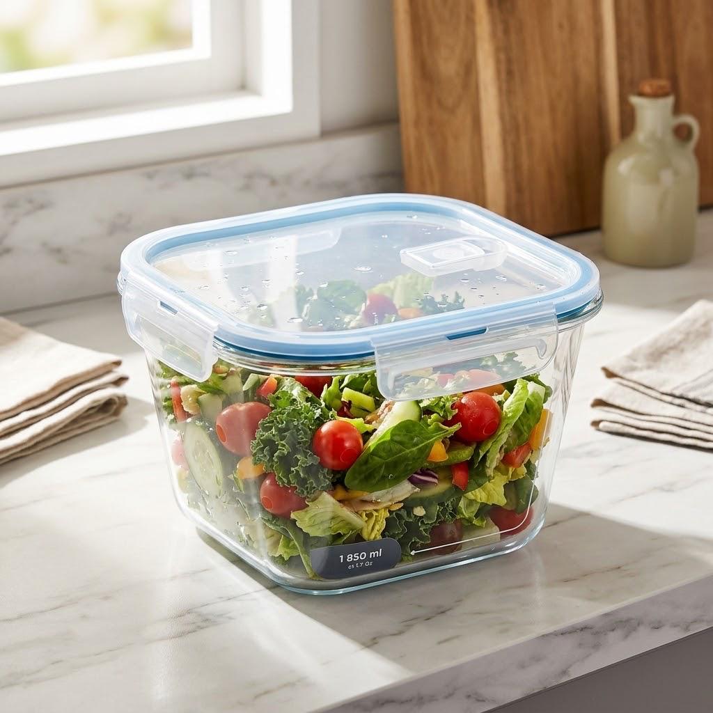 Contenedor Hermético de Vidrio 1850 ml con Tapa