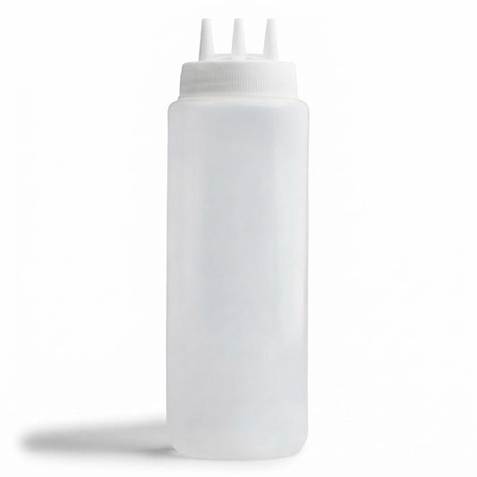 Dispensador | Blanco de 3 Boquillas para Aderezos y Salsas de 32 oz / 950 ml (6 Piezas)