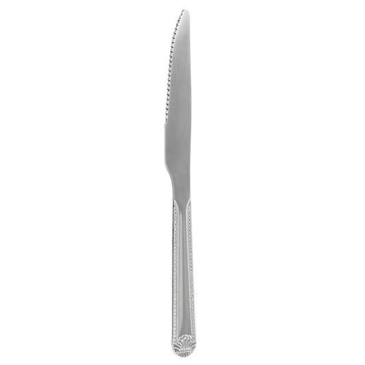 Leticia | Set de 12 Cuchillos de Mesa de 21.5 cm | Acero Inoxidable con Relieve Clásico