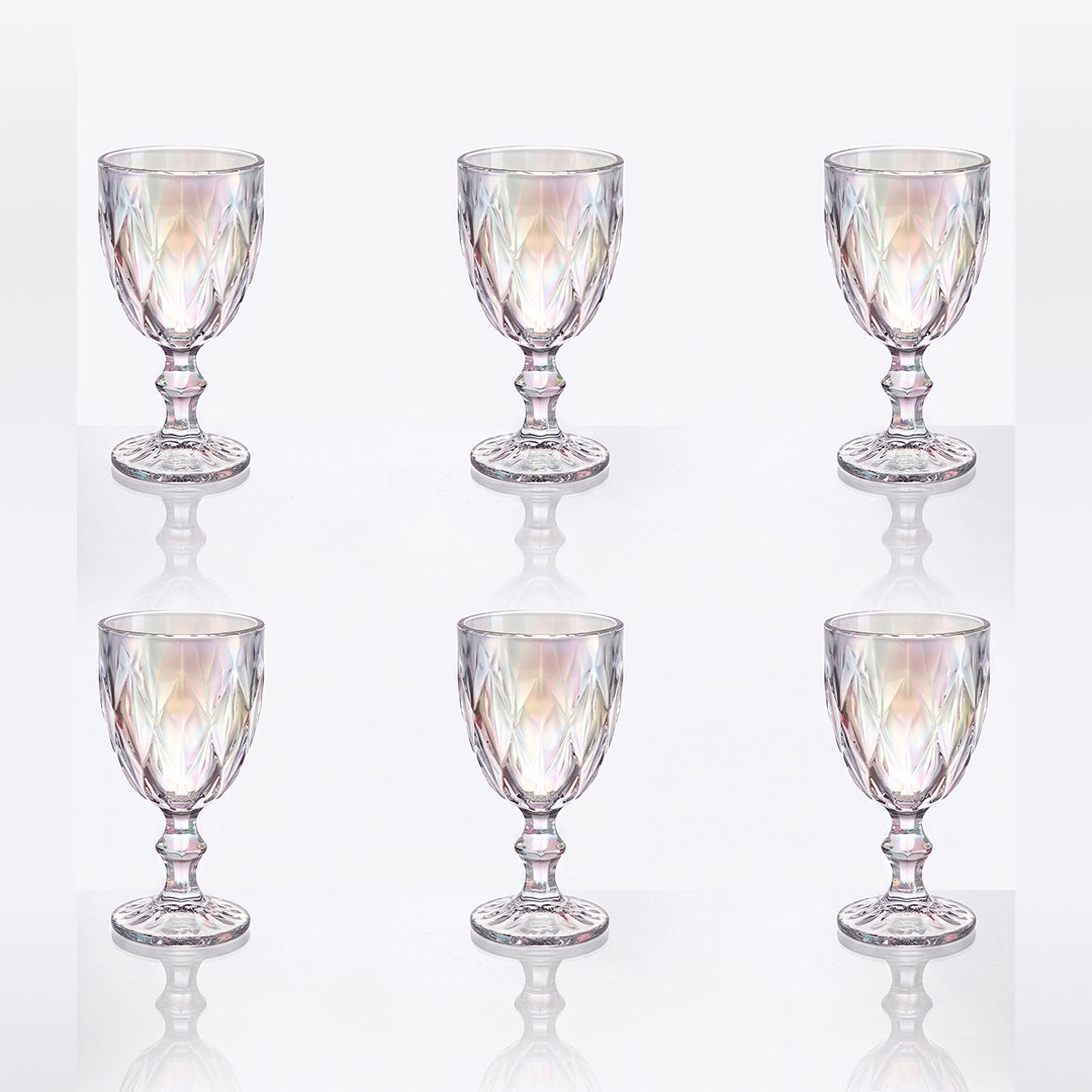 Juego 6 copas libia labradas Transparente vino tinto