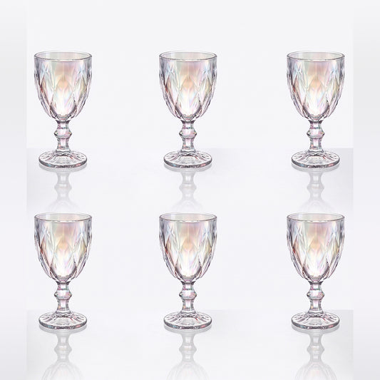 Juego 6 copas libia labradas Transparente vino tinto