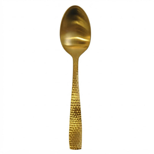 Parma Aura | Set de 12 Cucharas Europeas de 20 cm | Acero Inoxidable Dorado Martillado