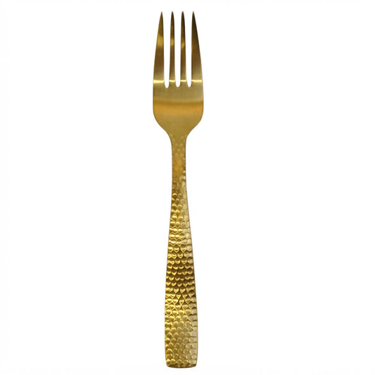 Parma Aura | Set de 12 Tenedores Ensalada de 18 cm | Acero Inoxidable Dorado Martillado