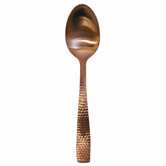 Parma Gold Rose | Set de 12 Cucharas Europeas de 20 cm | Acero Inoxidable Oro Rosa Martillado