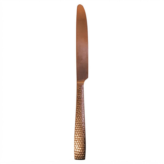 Parma Gold Rose | Set de 12 Cuchillos Europeos de 23.5 cm | Acero Inoxidable Oro Rosa Martillado