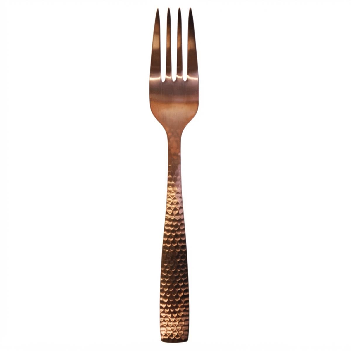 Parma Gold Rose | Set de 12 Tenedores Ensalada de 18 cm | Acero Inoxidable Oro Rosa Martillado