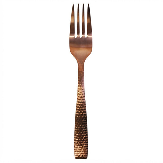 Parma Gold Rose | Set de 12 Tenedores Ensalada de 18 cm | Acero Inoxidable Oro Rosa Martillado