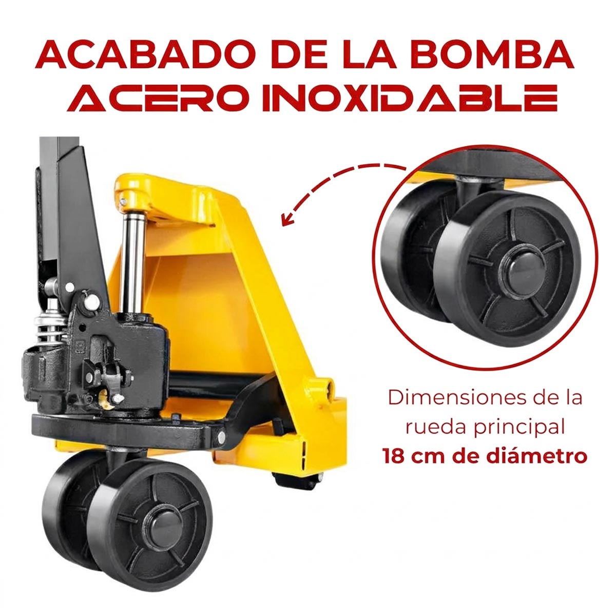 Patín Hidráulico Reforzado de 3 Toneladas con Bomba de Hierro Fundido y Ruedas de Nylon | Grado HORECA e Industrial