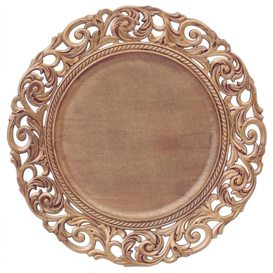 Grecia Plato Base | Borde Ornamental de 33 cm con Variantes de Acabado (Caja con 12 Piezas)