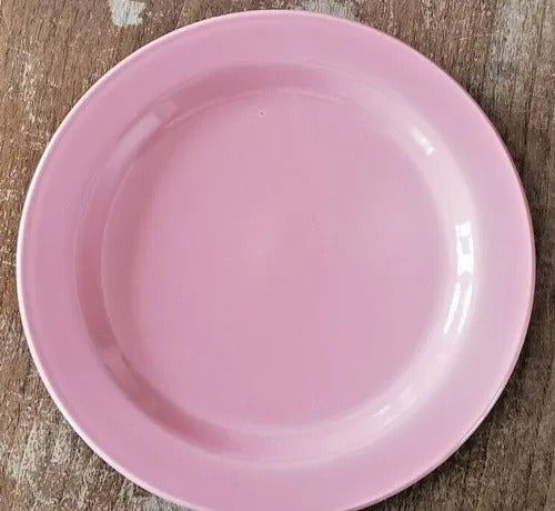 Plato Redondo Rosa Liso para Vajilla Diaria pack 6