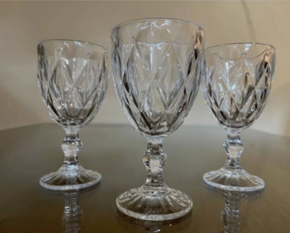 Juego 6 copas libia labradas Transparente vino tinto