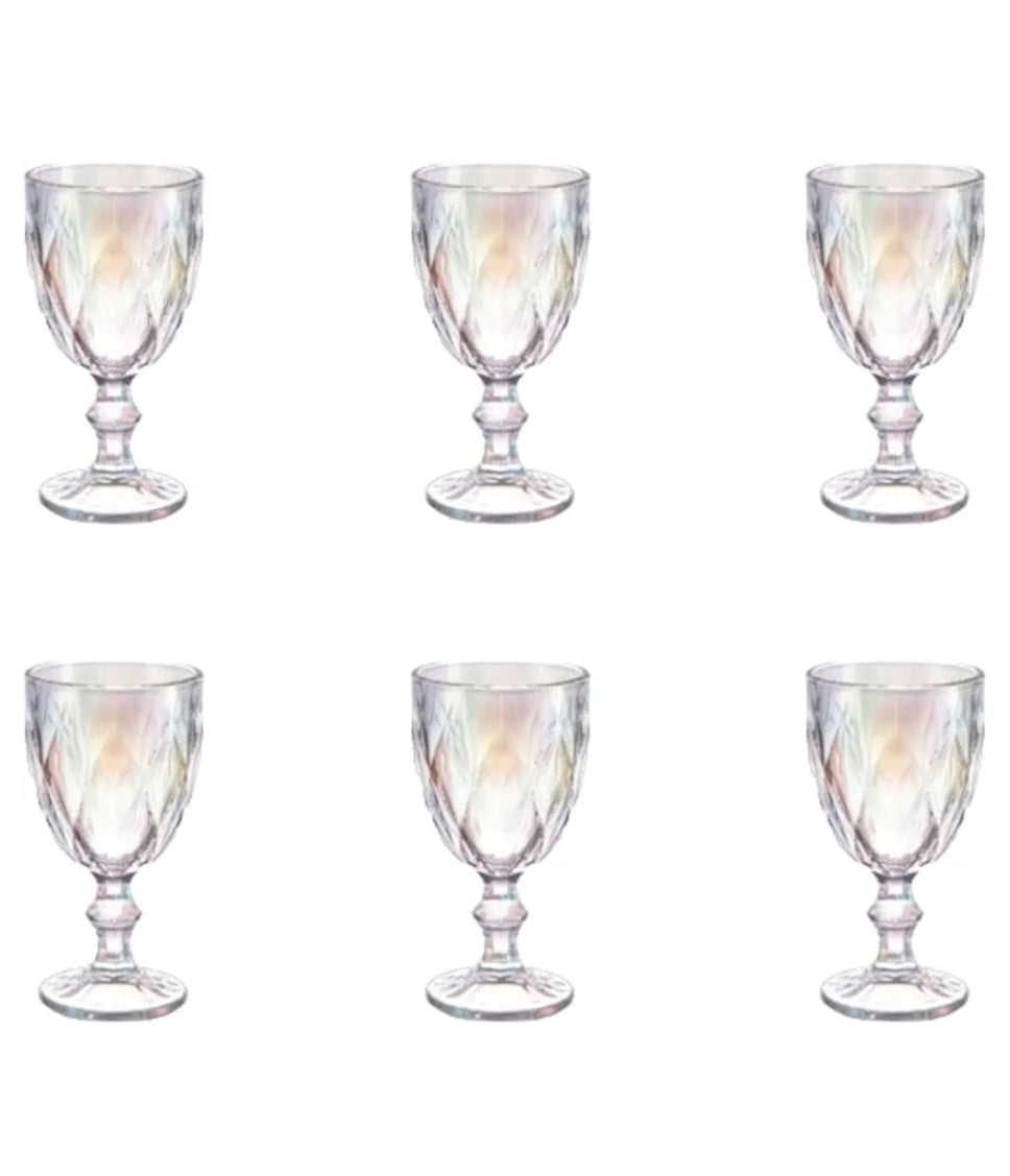 Juego 6 copas libia labradas Transparente vino tinto