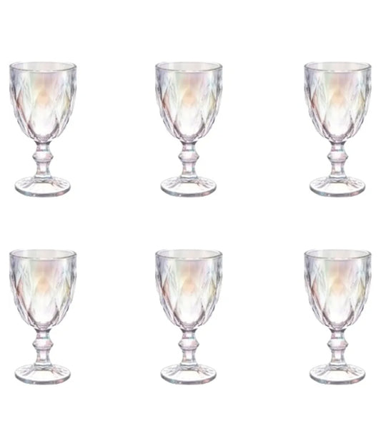 Juego 6 copas libia labradas Transparente vino tinto