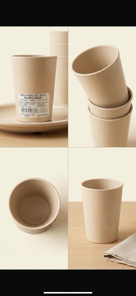 Vaso de Melamina Beige p/Agua 180 ml Pack 24 pzs