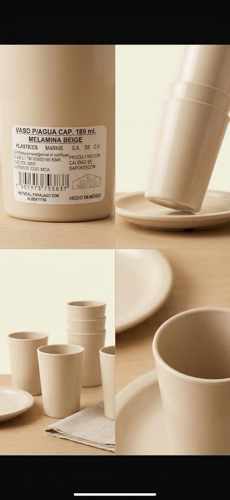 Vaso de Melamina Beige p/Agua 180 ml Pack 24 pzs