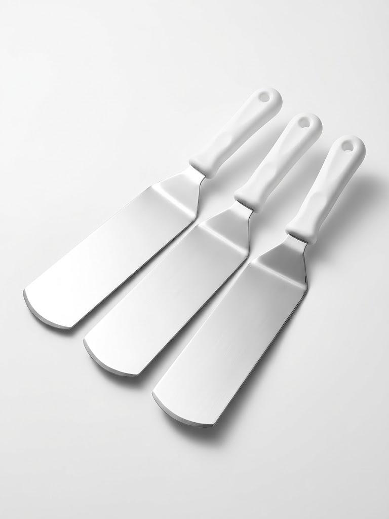 Volteador para Hamburguesa con Mango de Plástico Blanco Pack 3 Pzs
