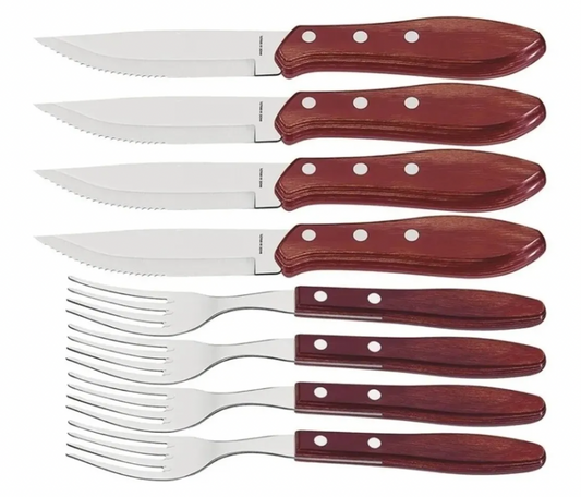 Set de 8 Cuchillos y Tenedores Cortes de Carne / Churrasco